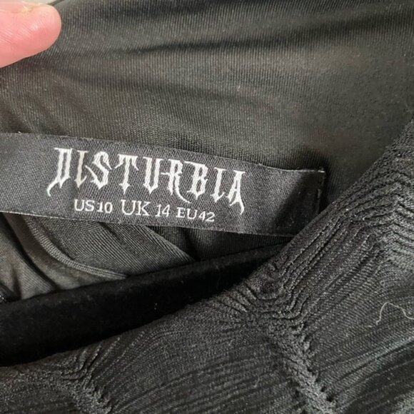 Disturbia Black Textured Long Sleeve Asymmetrical Hi-Lo Dress Goth Witch - Picture 5 of 6